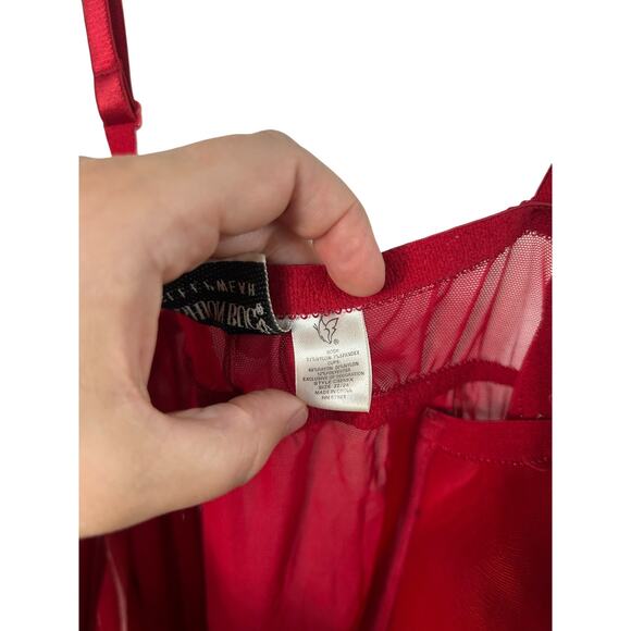 Y2K‎ Red Mesh Babydoll Nightie Lingerie 2X Coquette Romantic Goth Vintage - Picture 6 of 7